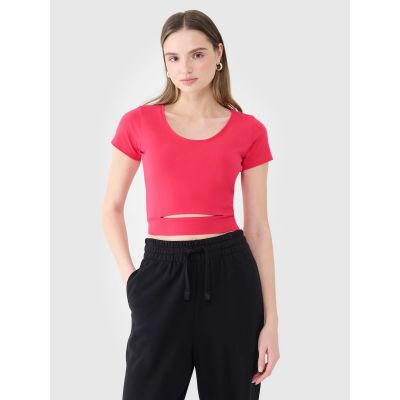Women's crop top plain t-shirt 4F 4FRSS25TTSHF2695-54S