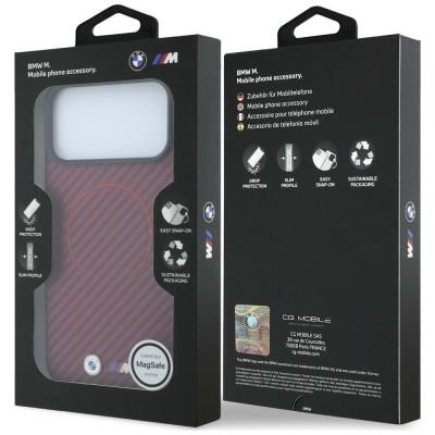 8. BMW M Carbon Printed Ring MagSafe Case for iPhone 18 Pro / 17 Pro – Burgundy
