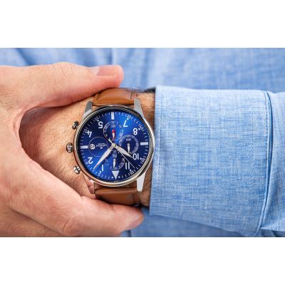 4. Men's Watch Giewont Chronograph Sapphire Brown Blue GW5630-A6