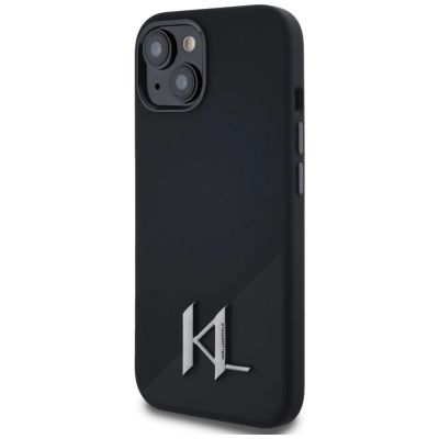 2. Karl Lagerfeld Silicone Shadow Metal Initial MagSafe Case for iPhone 15 Black