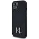 2. Karl Lagerfeld Silicone Shadow Metal Initial MagSafe Case for iPhone 15 Black