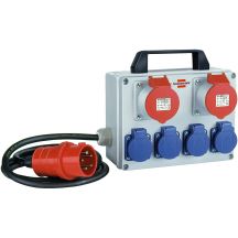 Brennenstuhl BKV 2/4 T Extension Cord IP44, Basic, Blue, Gray, Red, 6 AC Socket, CEE 5p, 2 m, 400 V