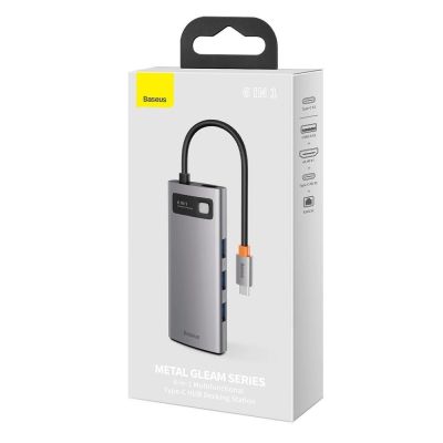 5. Baseus Metal Gleam 6-in-1 USB-C - USB-C PD 100W HUB 1x HDMI 4K 30Hz 3x USB-A 3.2 1x RJ45 - gray
