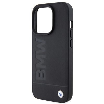 6. BMW Leather Hot Stamp iPhone 15 Pro Max Case - Black