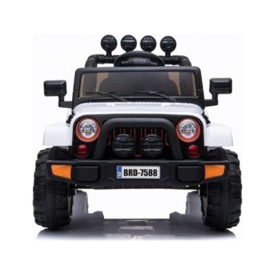 Battery Operated Car Jeep BRD-7588 LED Lights MP3 Remote Control White 4x4