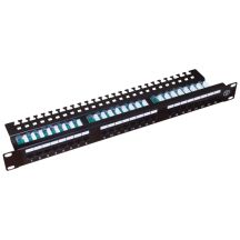 Patch panel A-LAN with shelf, black PK013 (1U; 19"; cat. 5e; UTP; 24xRJ-45)