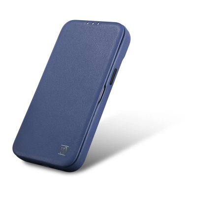 8. iCarer CE Premium Leather Folio Case iPhone 14 Pro Magnetic Flip Leather Folio Case MagSafe Blue (WMI14220714-BU)