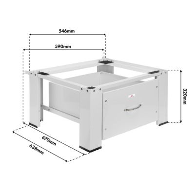 22. Maclean Washer/Dryer Stand with Drawer, Max Load 150kg, White, MC-117 W