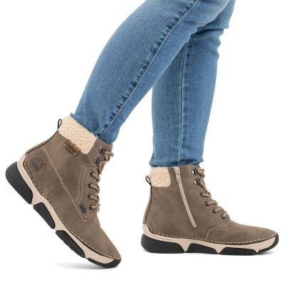 7. Women’s Brown Leather Lined Hiking-Style Ankle Boots Rieker 45925-25