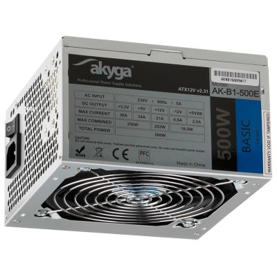 2. Akyga Basic AK-B1-500E Power Supply (500 W; Passive; 120 mm)
