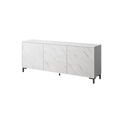 MARMO 3D chest of drawers 200x45xH80.5 white matt/white marble