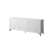 MARMO 3D chest of drawers 200x45xH80.5 white matt/white marble