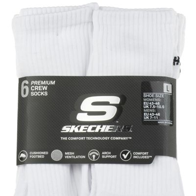 3. Skechers 6pk Core Crew LG Socks S118220-WHT White 43-46