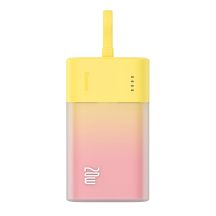 Baseus Popsicle 5200mAh 20W Powerbank with Built-in Lightning Cable (+ White Baseus Simple USB-C - USB-C 60W/20V/3A/30cm Cable) - Yellow-Pink