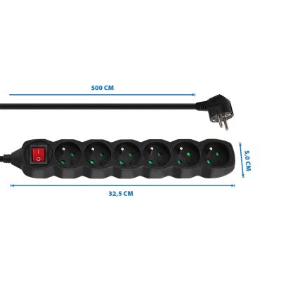 9. ESPERANZA POWER STRIP 6 OUTLETS 5M SWITCH BLACK ELK219K