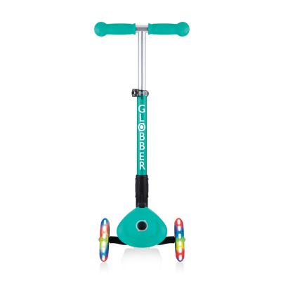 7. Globber Foldable 3-Wheel Scooter Lights Emerald Green Jr 437-107