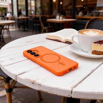 6. Tech-Protect Magmat MagSafe Case for Samsung Galaxy S26 - Orange Matte