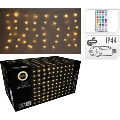 12. CHRISTMAS TREE LIGHTS LIGHT CURTAIN OUTSIDE/INTERNAL 400 LED WW 200X200CM WITH REMOTE CONTROL WARM WHITE