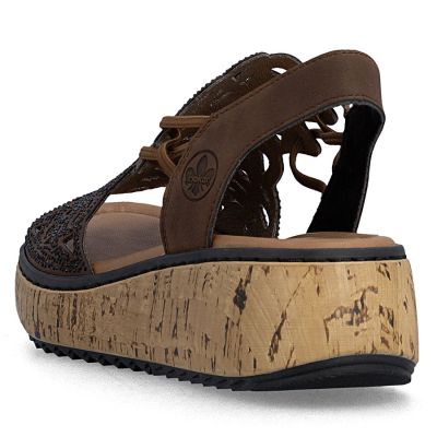 3. Rieker V1765-24 women's brown wedge sandals