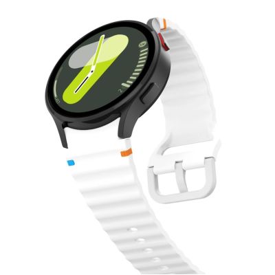 3. Tech-Protect Silicone Sport Strap for Samsung Galaxy Watch 4 / 5 / 5 Pro / 6 / 7 / FE - White