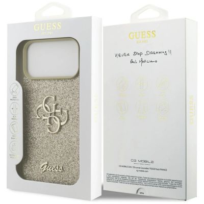 8. Guess Fixed Glitter Big 4G case for iPhone 17 Pro Max - gold