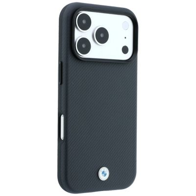 4. BMW Sign Kevlar Metal Logo MagSafe Case for iPhone 18 Pro Max / 17 Pro Max - Dark Gray