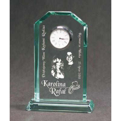 Engraved glass trophy with case