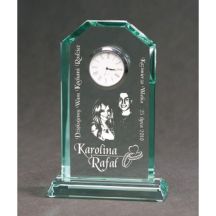 Engraved glass trophy with case