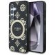 Guess 4G Background Gold Electroplated Peony Pattern MagSafe case for Samsung Galaxy S25 black