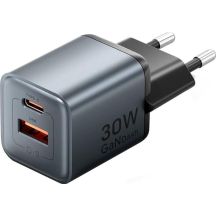 Vention 30W GaN Charger, 1× USB-A, 1× USB-C, Black