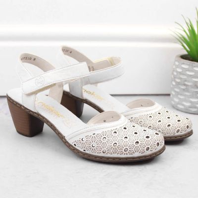 39. Rieker W RKR650 comfortable leather sandals white
