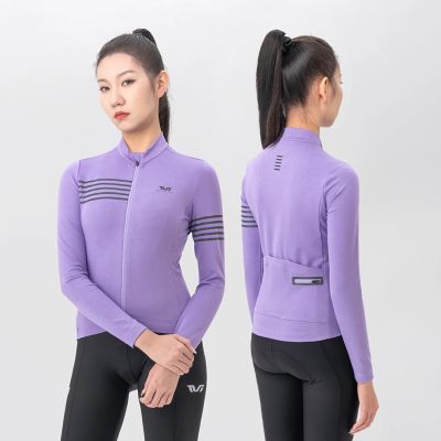 4. Rockbros YPW065 TVI Women's Long Sleeve Cycling Jersey Fall/Winter L - Purple