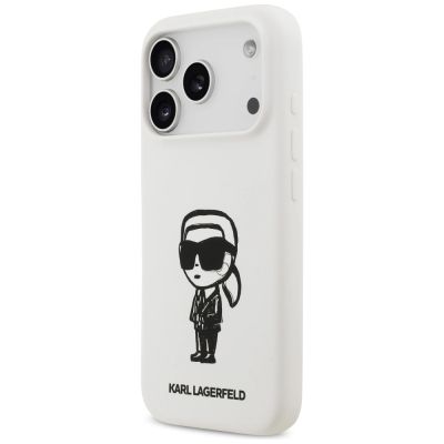 2. Karl Lagerfeld Silicone Karl Sketch & Logo MagSafe Case for iPhone 17 Pro - White
