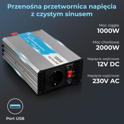 20. Extralink OPIP-1000W | Voltage converter | 12V - 230W, 1000W, pure sine