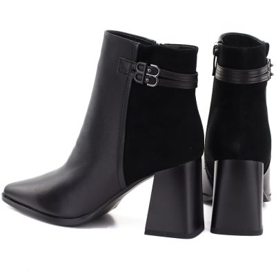 5. Women's black leather high-heeled ankle boots D&A S.Barski CR62-3477