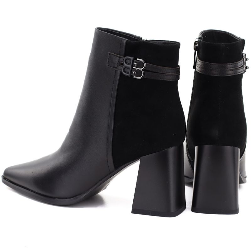 5. Women's black leather high-heeled ankle boots D&A S.Barski CR62-3477