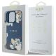 8. Guess Grained Printed Flower Pattern MagSafe case for iPhone 16 Pro blue