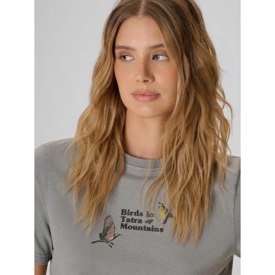 3. Women's loose T-shirt with print 4F 4FKAW26TTSHF4502-26S