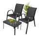 Classic Black Forest textile garden furniture set, two chairs + black table