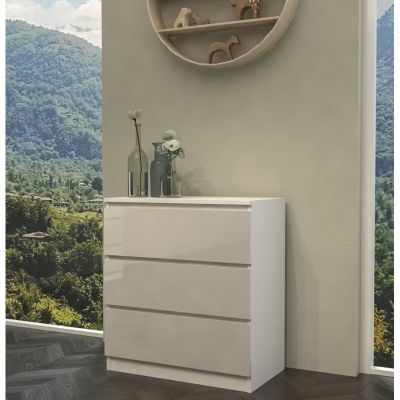 4. M3 MALWA CHEST OF 3 DRAWERS, GLOSS WHITE