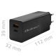 5. QOLTEC GAN POWER PRO CHARGER | 1XUSB-C | 1XUSB | 100W | 5-20V | 1.5-5A | PD | BLACK