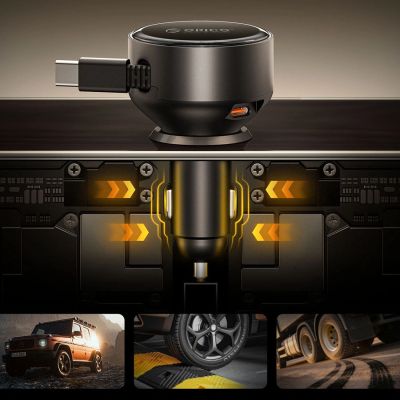10. Orico FC-60-2C 60W Car Charger with Retractable USB-C Cable 65cm - Black