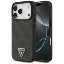 Guess Leather 4G Triangle Strass MagSafe Case for iPhone 18 Pro / 17 Pro - Black