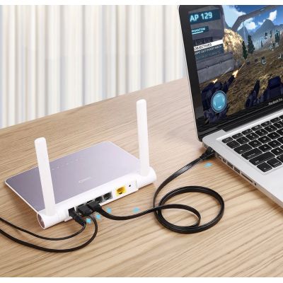 9. Ugreen Flat Cable Internet Network Cable Ethernet Patchcord RJ45 Cat 7 STP LAN 10 Gbps 3m Black (NW106 11262)