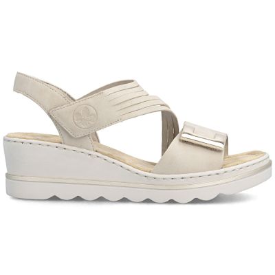 2. Women's beige wedge sandals Rieker 67410-62