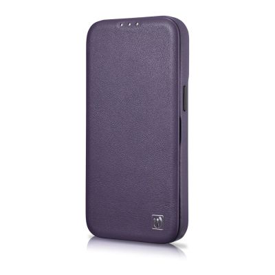6. iCarer CE Premium Leather Folio Case iPhone 14 Plus Magnetic Flip Leather Folio Case MagSafe Dark Purple (WMI14220715-DP)