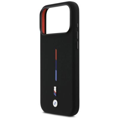6. BMW M Silicon Tricolor Line MagSafe Case for iPhone 17 Pro Max - Black
