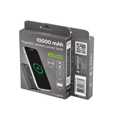 6. GEMBIRD WIRELESS MAGNETIC POWERBANK 15W WITH LCD DISPLAY 10000 mAh, BLACK