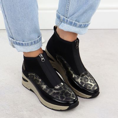 7. Women's black wedge ankle boots Rieker N9362-00