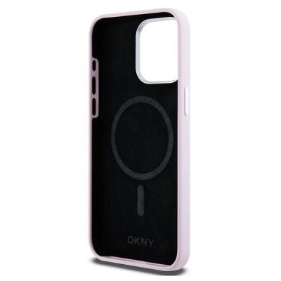 7. DKNY Liquid Silicone Small Metal Logo MagSafe Case for iPhone 14 Pro Max - Pink